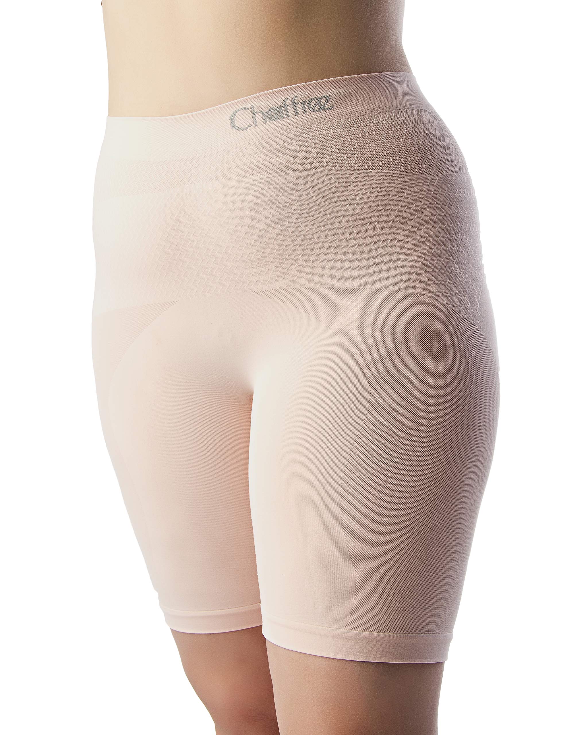 Chaffree Womens Anti Chafing Brief Knickers, Full/High Waist Short Leg Briefs, Boxer Shorts Sports Underwear, Ladies Plus Size Prevent Thigh Rubbing Panties, Seamless 1Pack (24-28; Waist Full; Leg Short, Skin Pink)