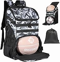 Vista 8 de TRAILKICKER Basketball Bag Backpack with Ball Holder Multi-Sport Backpack for Soccer Volleyball Football Baseball Helmet