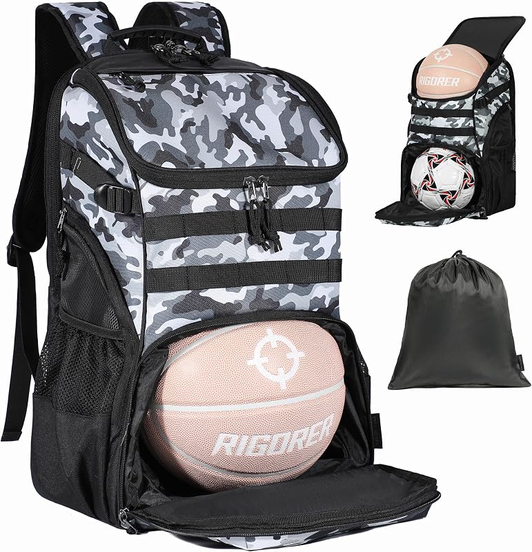 Mochila con bolsa de baloncesto con soporte para pelota, mochila multideportiva para fútbol, ​​voleibol, casco de béisbol