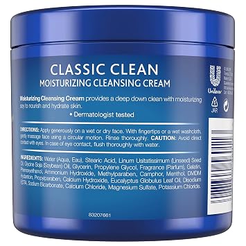 Noxzema Facial Cleanser, Moisturizing Cleansing Cream, 12 Ounce (Pack of 6)
