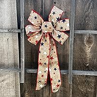 Vista 174 de Arco de corona de arpillera negra con alambre, 10 pulgadas de ancho, colas largas de 18 pulgadas, cinta de Navidad, decoración de puerta delantera