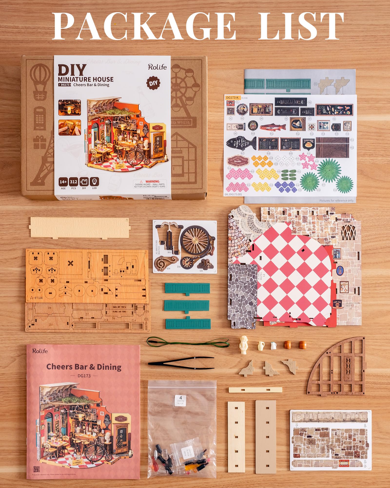 Rolife Kit Fai-da-te Casa Miniatura Cheers Bar Kit Modello per Adulti da Costruire Casa delle Bambole Miniatura Decorazione per la Casa Regalo di Compleanno