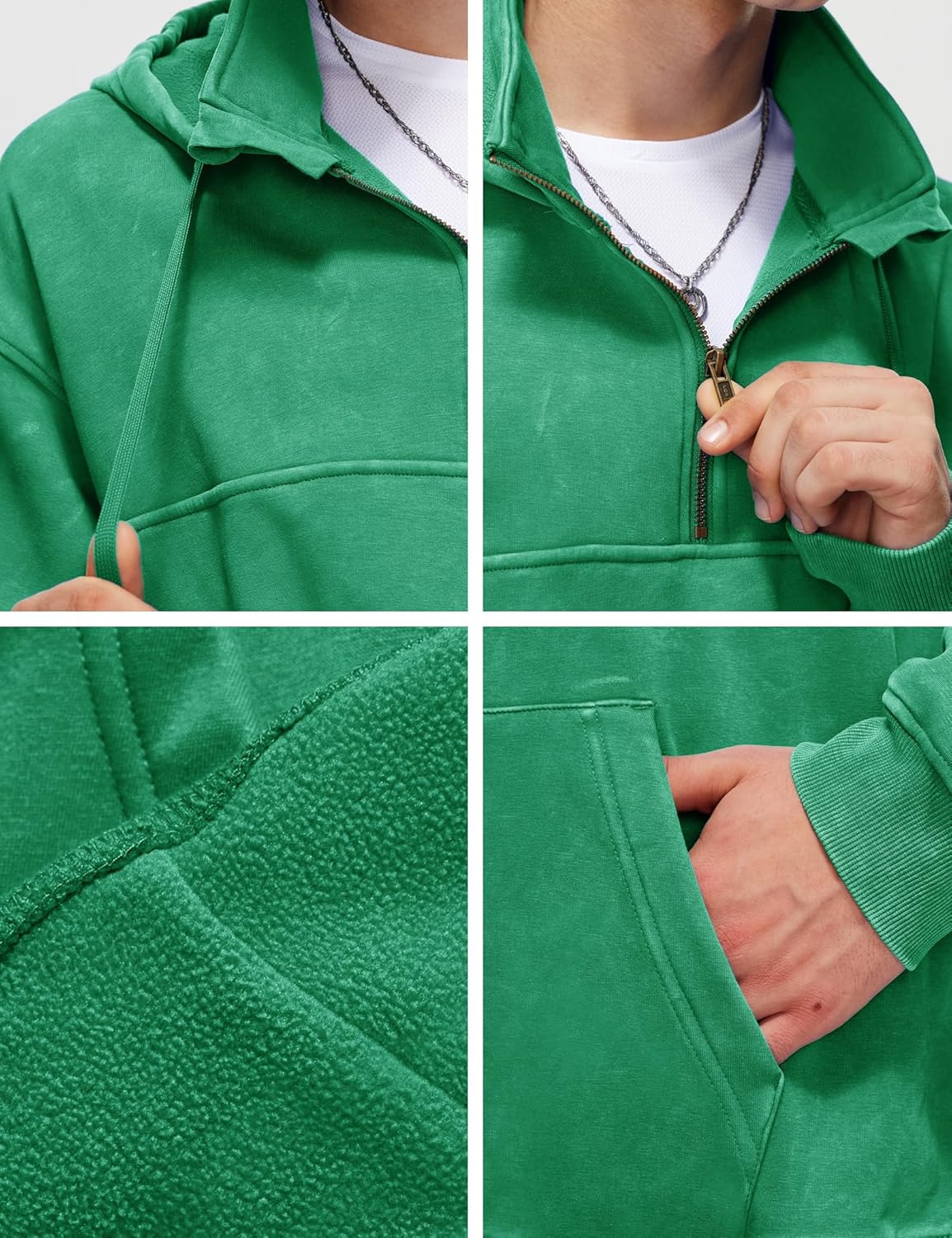 Iwing Mens Oversized Quarter Zip Hoodie Sweatshirt Half Zipper Heavyweight Fleece Hoodies Acid Wash Sweatshirts Women - Image 6