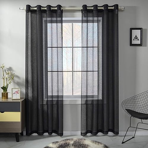 Miniatura 9 de Cortinas traslúcidas lavanda de 120 pulgadas de largo, juego de 2 paneles para sala de estar, cortinas semitransparentes de gasa de lujo sólidas,