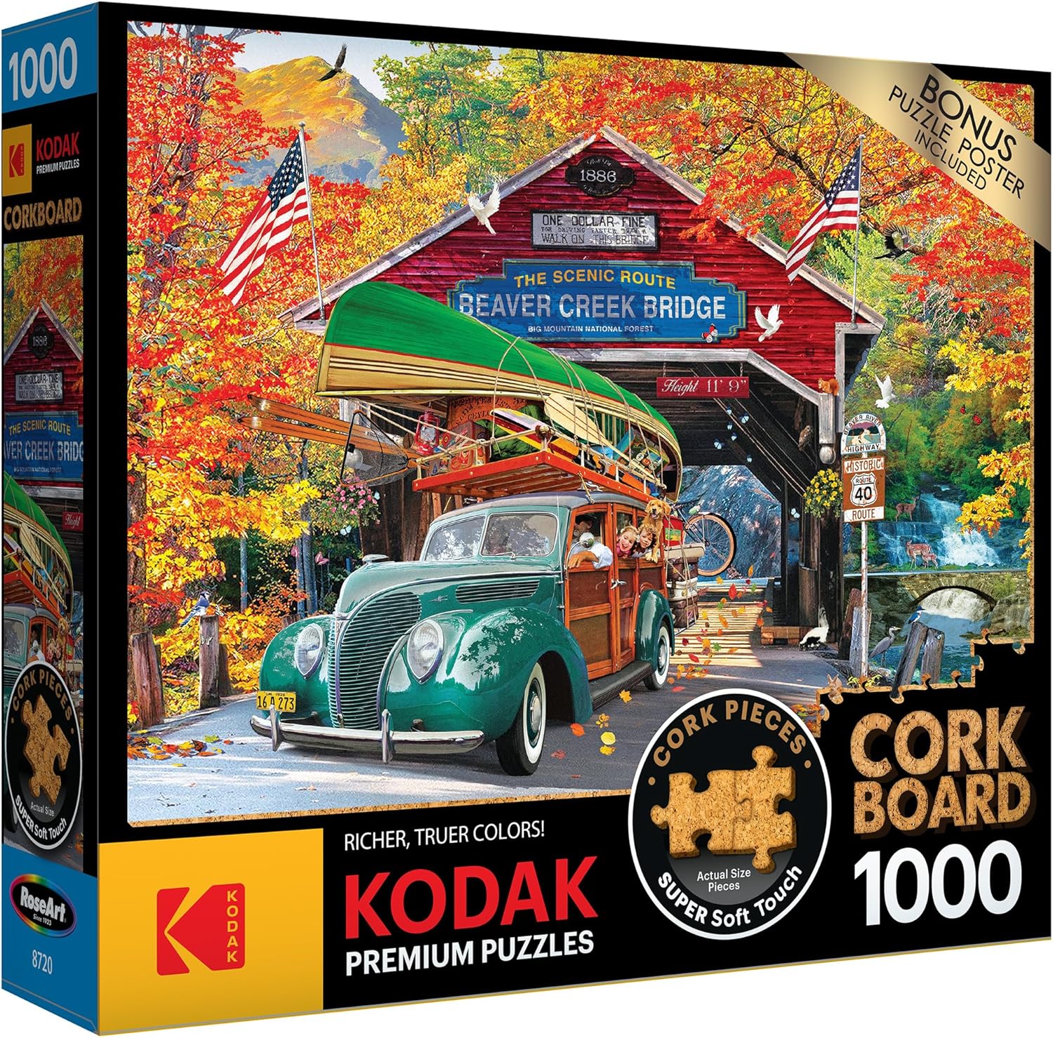 RoseArt - Kodak Premium Cork - Covered Bridge - 1000 Piece Jigsaw Puzzle for Adults
