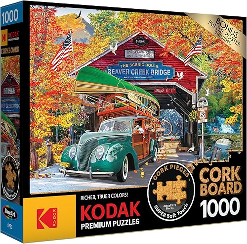 Miniatura 2 de RoseArt - Kodak Premium Cork - Puente cubierto - Rompecabezas de 1000 piezas para adultos