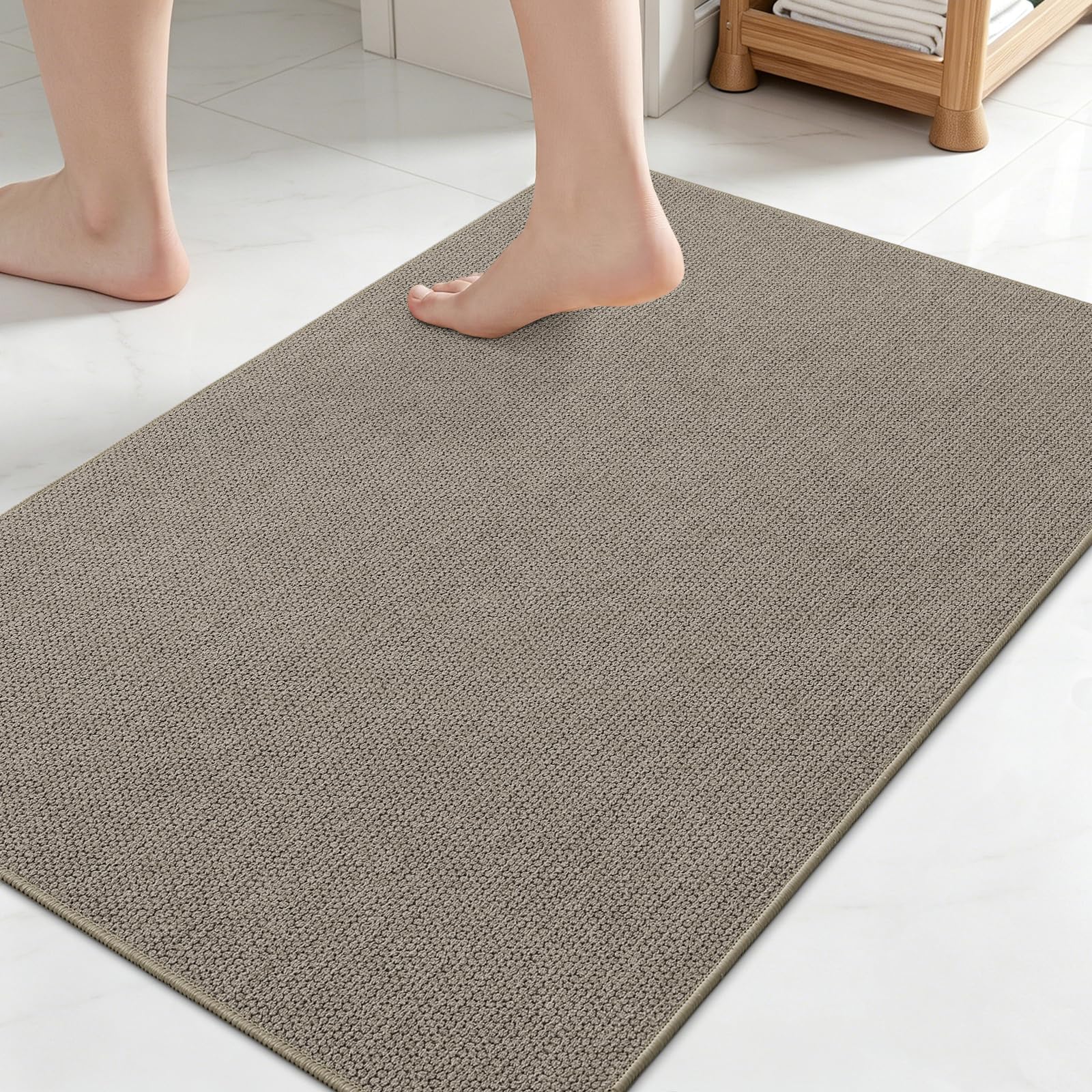 Smiry Ultra Thin Bath Mat 27x17, Non Slip Rubber Washable Bathroom Rugs