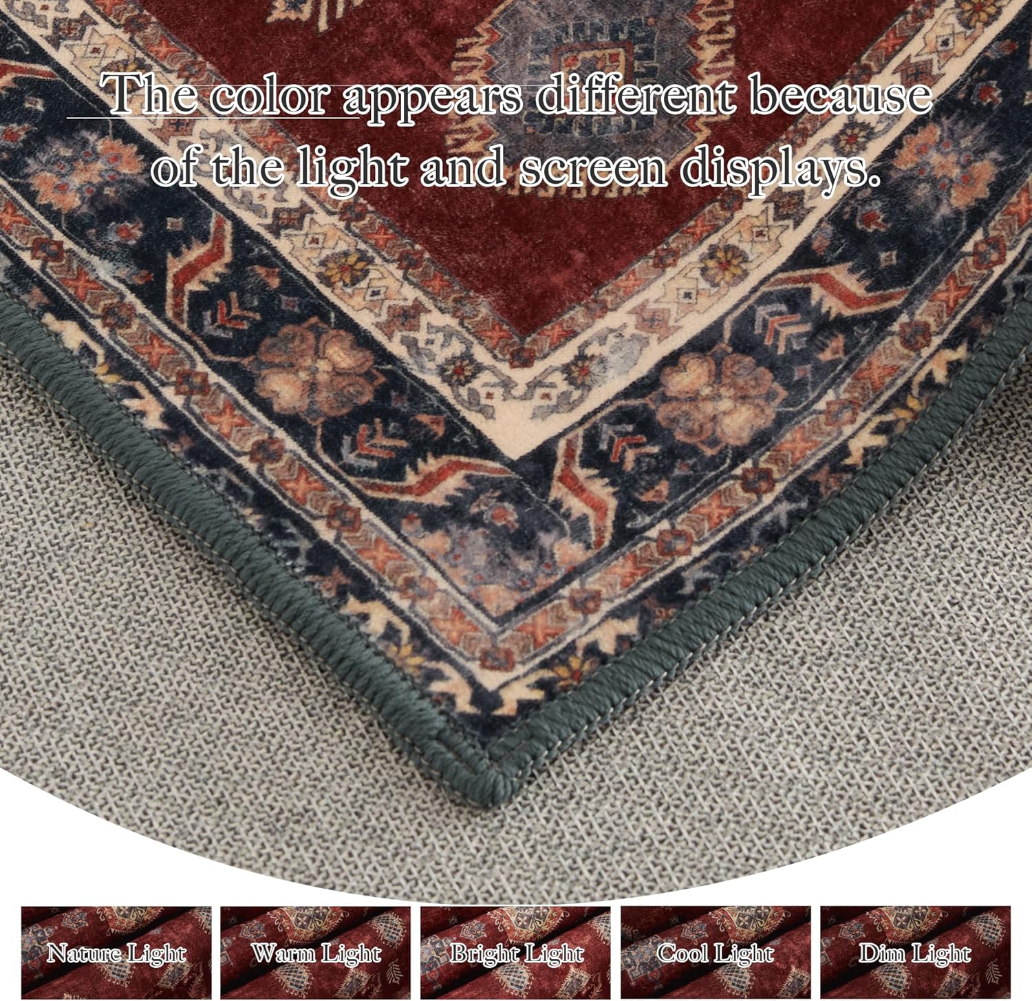 StangH Washable Runner Rug 2x8 Low-Pile Pet Friendly Hallway Rug Runner Print Red Vintage Christmas Rug Soft Faux Wool Non-Slip Floor Carpet for Kitchen Living Room Laundry