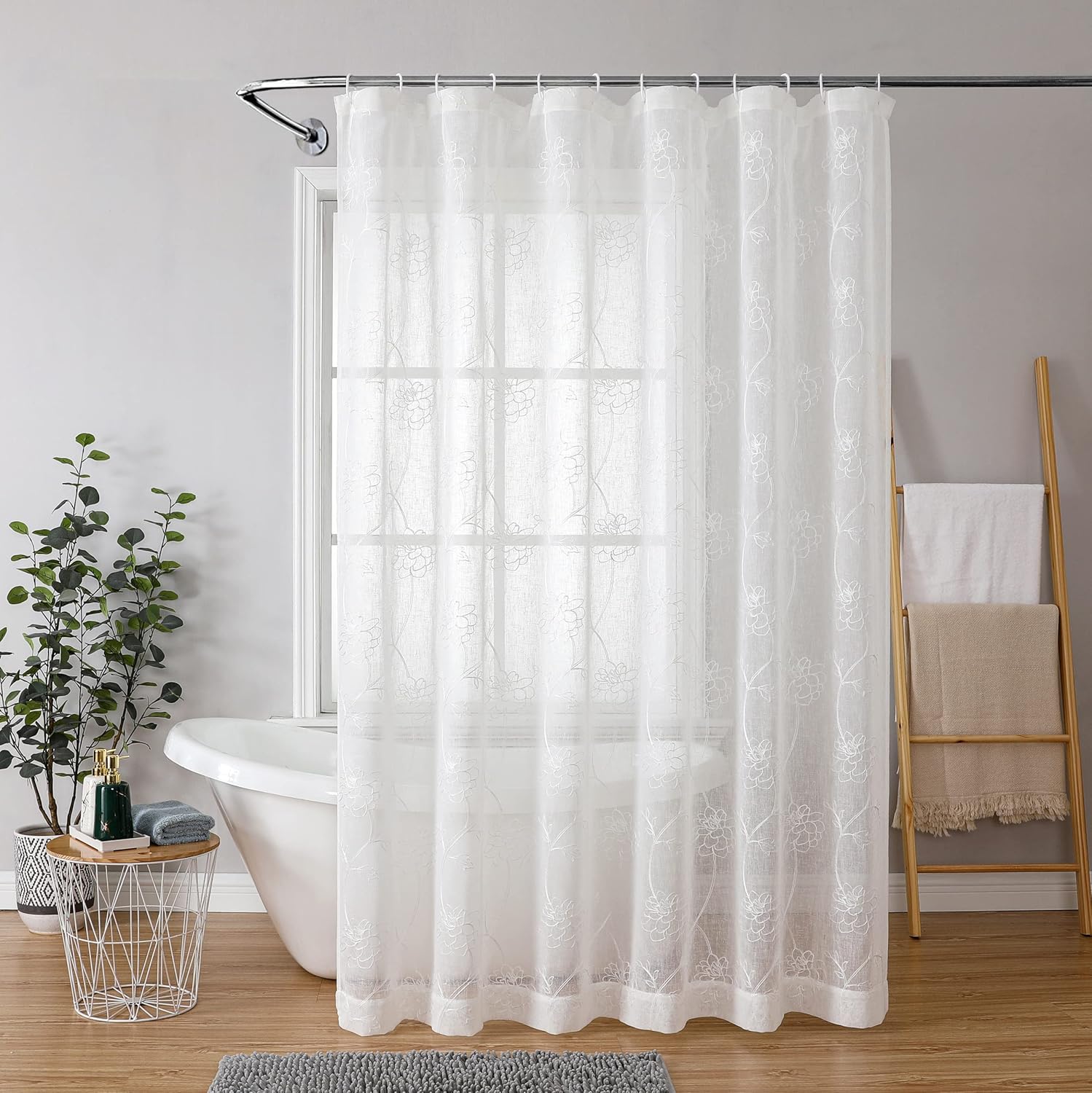 Regal Home Collections Kamala Stylish Embroidered White Fabric Shower ...