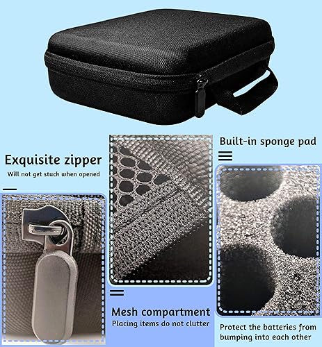 Miniatura 3 de JJYHEHOT Bolsa organizadora de baterías, caja de almacenamiento segura, ordenada, a prueba de golpes, dura, portátil, con capacidad para 40 pilas AA