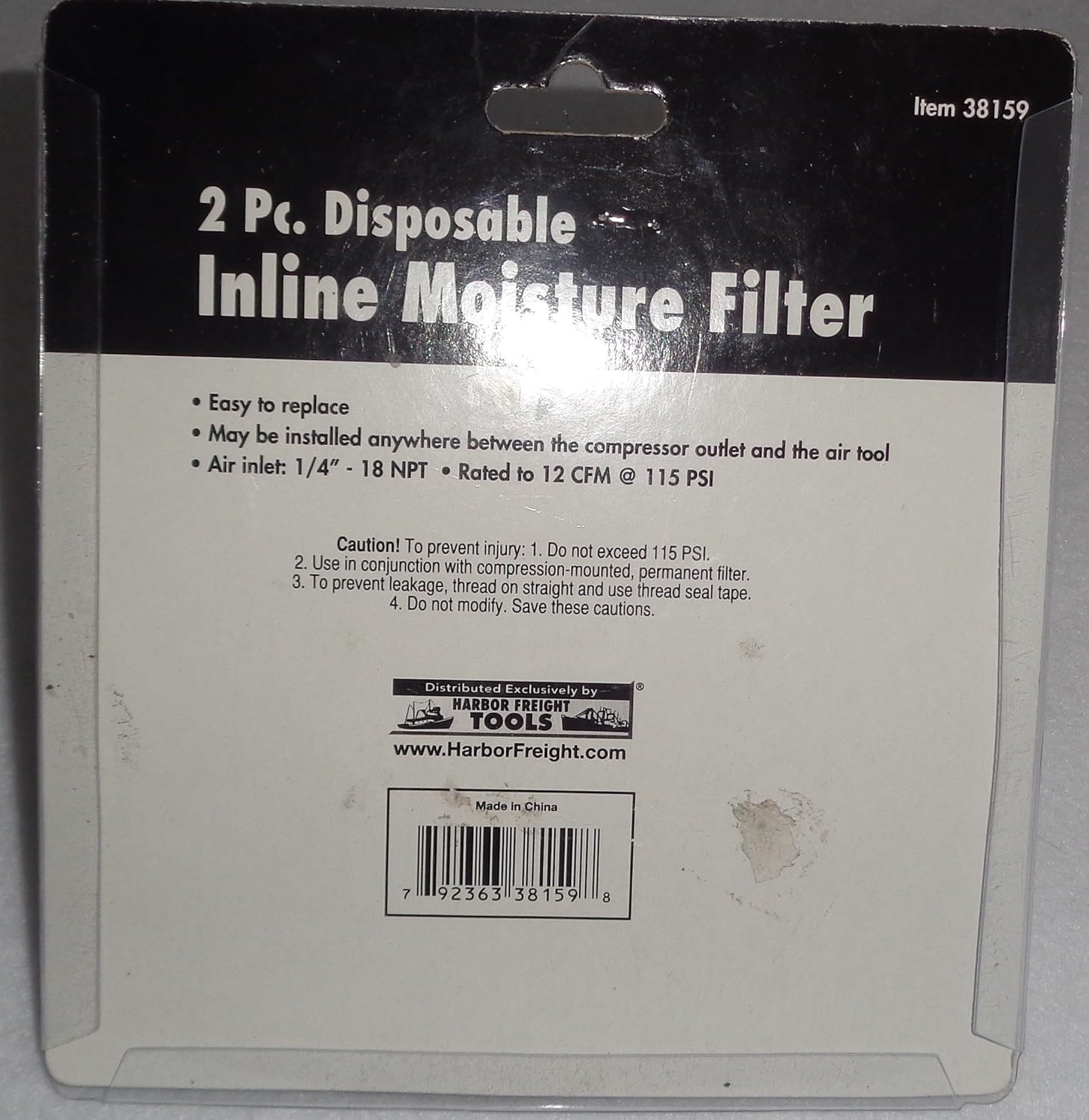 (Set of 2) Disposable Inline Moisture Filters removes water oil dirt from air hose spray gun from compressor outlet