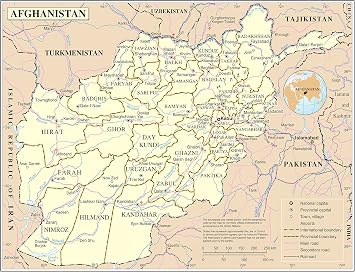 Palmetto Posters 24x31 Laminated Poster Large detailed political and administrative map of afghanistan with roads cities and airports