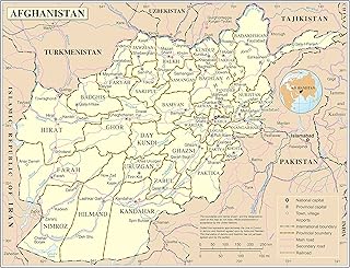 Palmetto Posters 24x31 Laminated Poster: Large detailed political and administrative map of afghanistan with roads cities and airports
