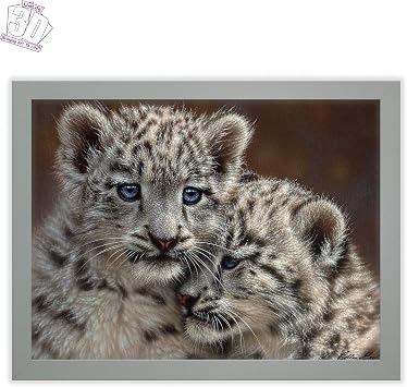 3D LiveLife Lenticular Pictures - Playmates from Deluxebase. A3 Unframed Deep 3D Effect Animal Wall Art for Living Room, Bedroom or Kitchen. Unique Leopard Print Poster for Home Decor.