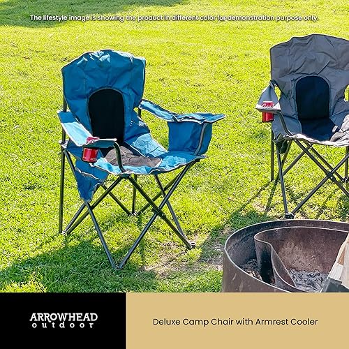 Miniatura 7 de ARROWHEAD OUTDOOR Silla cuádruple plegable portátil para acampar con enfriador de 4 latas, portavasos, bolsa de transporte resistente con correa de