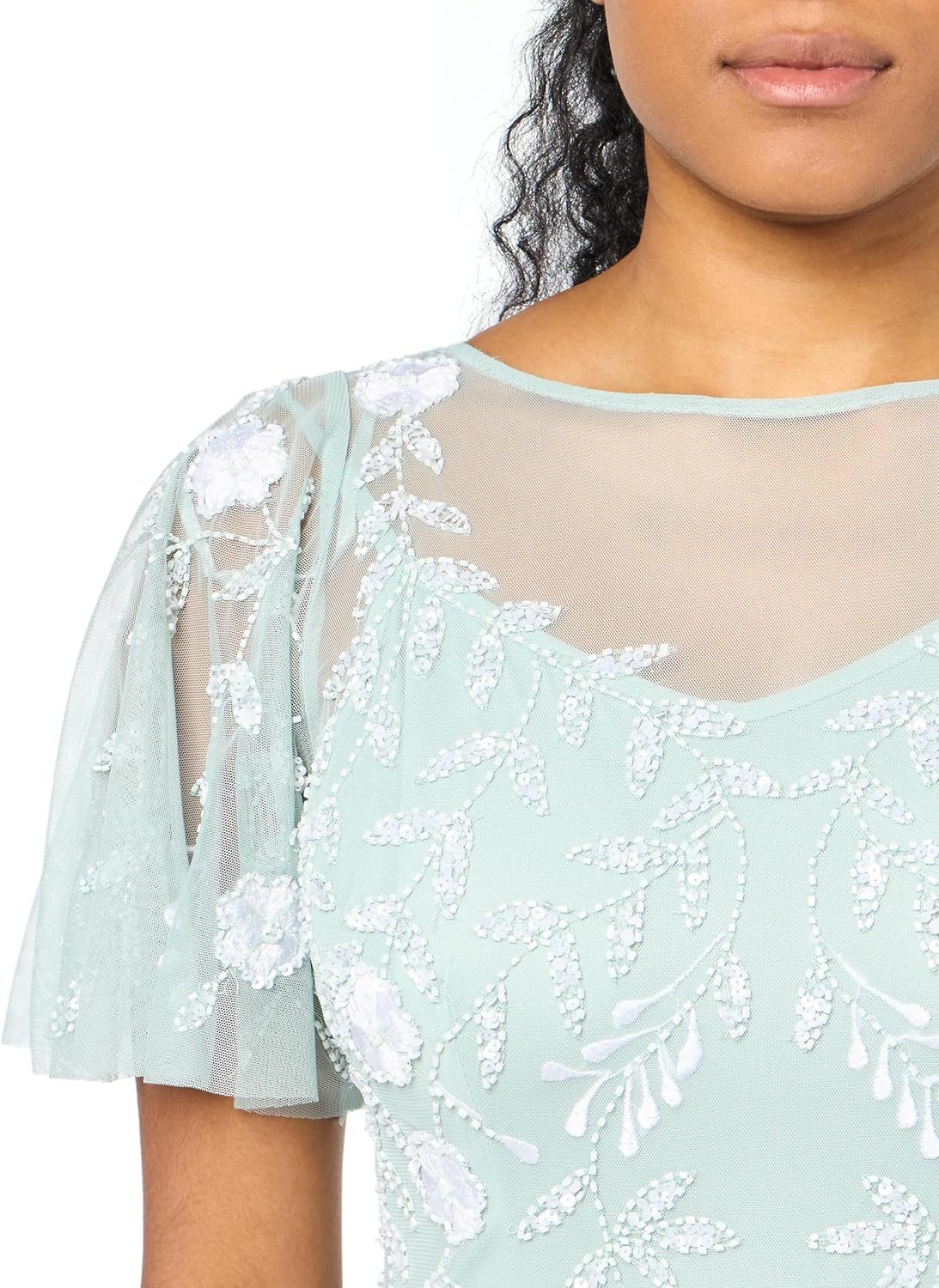 Adrianna Papell Womens Beaded Short Dress