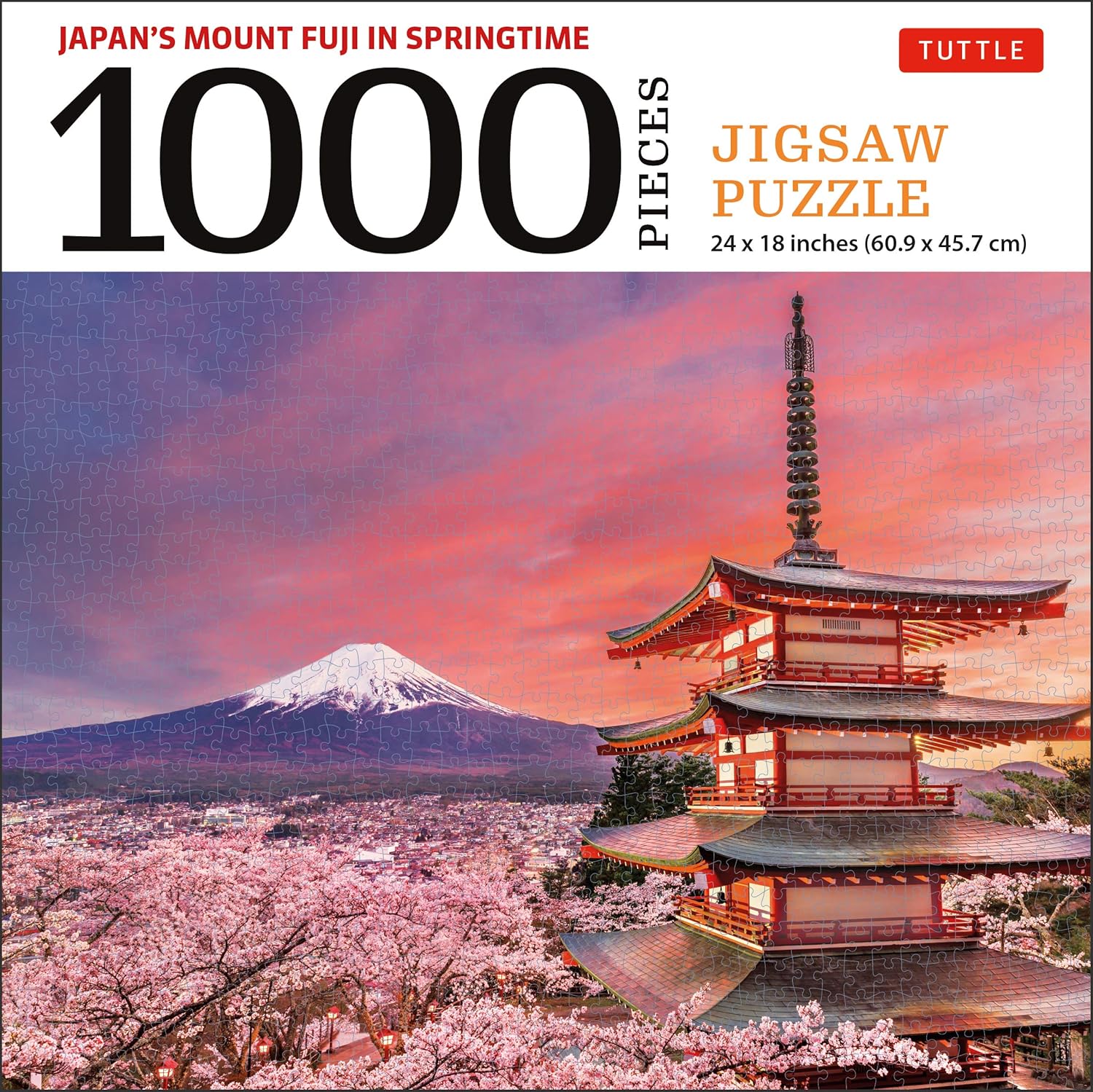 Japan S Mount Fuji In Springtime 1000 Piece Jigsaw Puzzle Snowcapped Mount Fuji And Chureito Pagoda In Springtime Finished Size 24 In X 18 In Tuttle Publishing Books Amazon Com