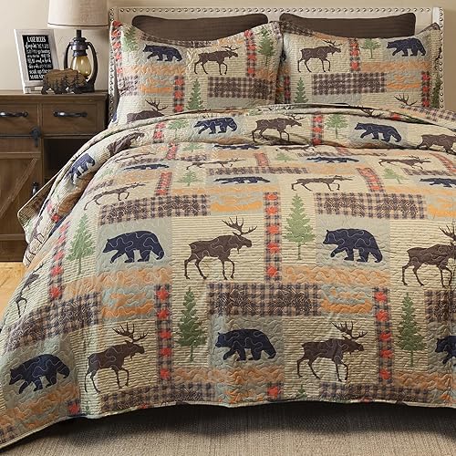 Vista 44 de CARSTENS, INC. Rustic Cabin Country - Juego de ropa de cama de microfibra de 2 piezas, estilo rústico vintage, tamaño individual Rústico Vintage