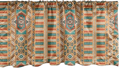 Miniatura 2 de Ambesonne Cenefa tribal para ventana, paquete de 2, patrón de tribu secreta en estilo bohemio, cenefas de cortina con bolsillo para barra para