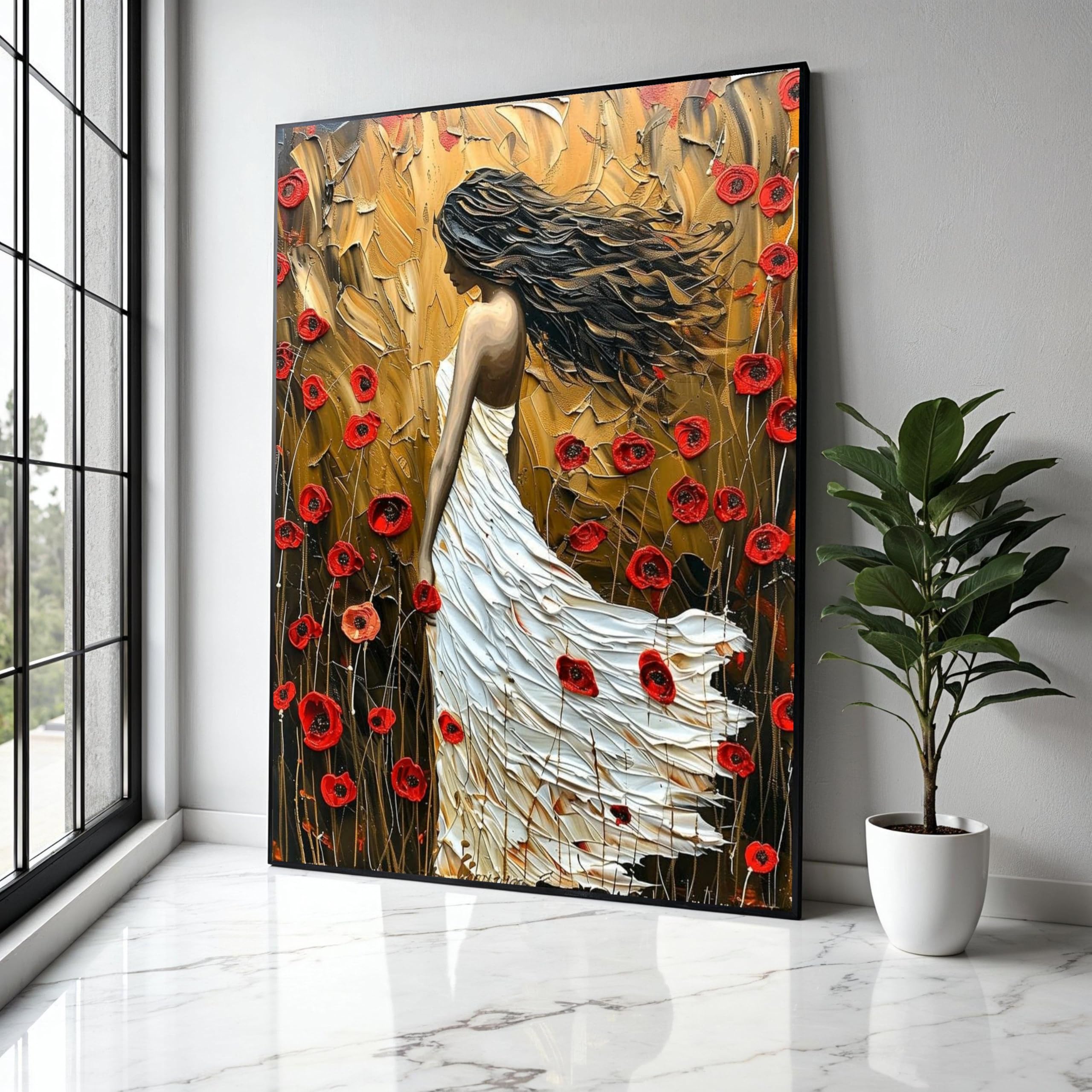Robe blanche fluide tableau grand format pour mur vide - 8