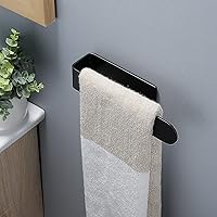 Vista 3 de Taozun Toallero de mano/Barra de toalla de mano - Toallero de cara negra autoadhesivo para baño, anillo de toalla de acero inoxidable