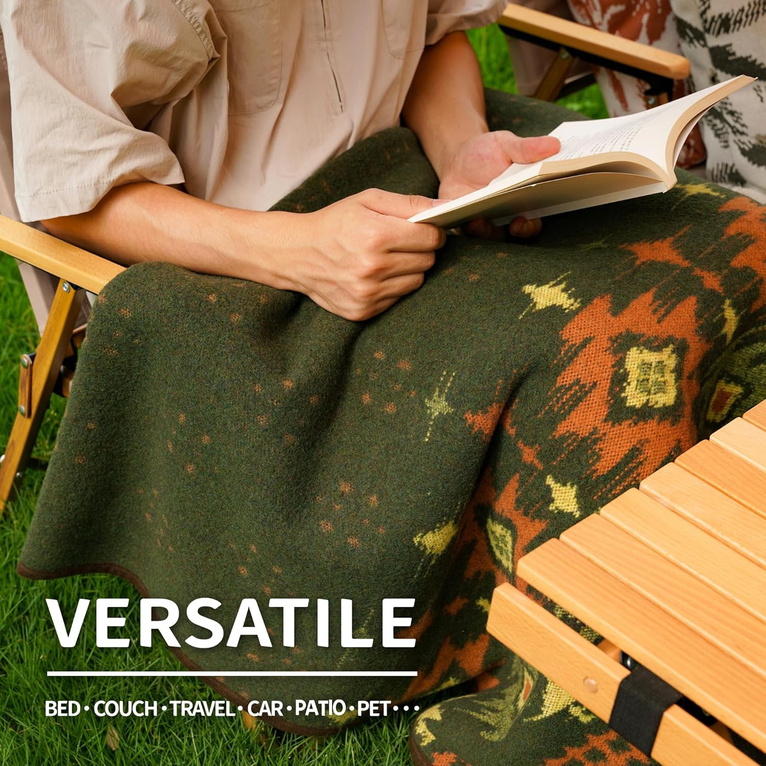 ACUSHLA Merino Wool Blanket - Warm Thick Washable Large Bed Couch Outdoor Camping Sleeping Throw Blanket All Seasons, Myers Green 79x63 - Image 5