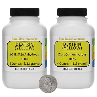 Yellow Dextrin [C6H10O5 n] 100% ACS Grade Powder 8 Oz in Two Space-Saver Bottles