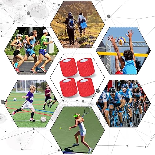 Vista 51 de Paquete de 8 vendajes autoadhesivos de 2 pulgadas x 5 yardas, vendaje elástico cohesivo autoadherente para atletismo, muñeca, tobillo, rodillas