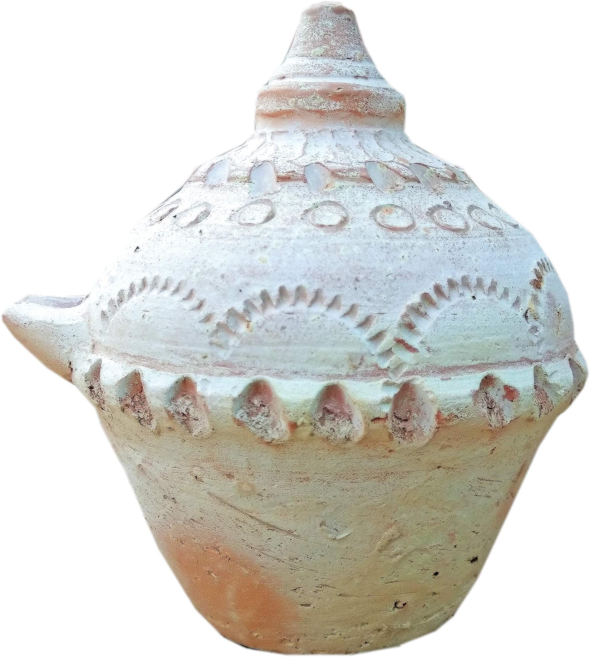 ACHLA RAM KUMHAR Terracotta Magic Lamp Diya (13 cm x 13 cm x 11 cm, White)