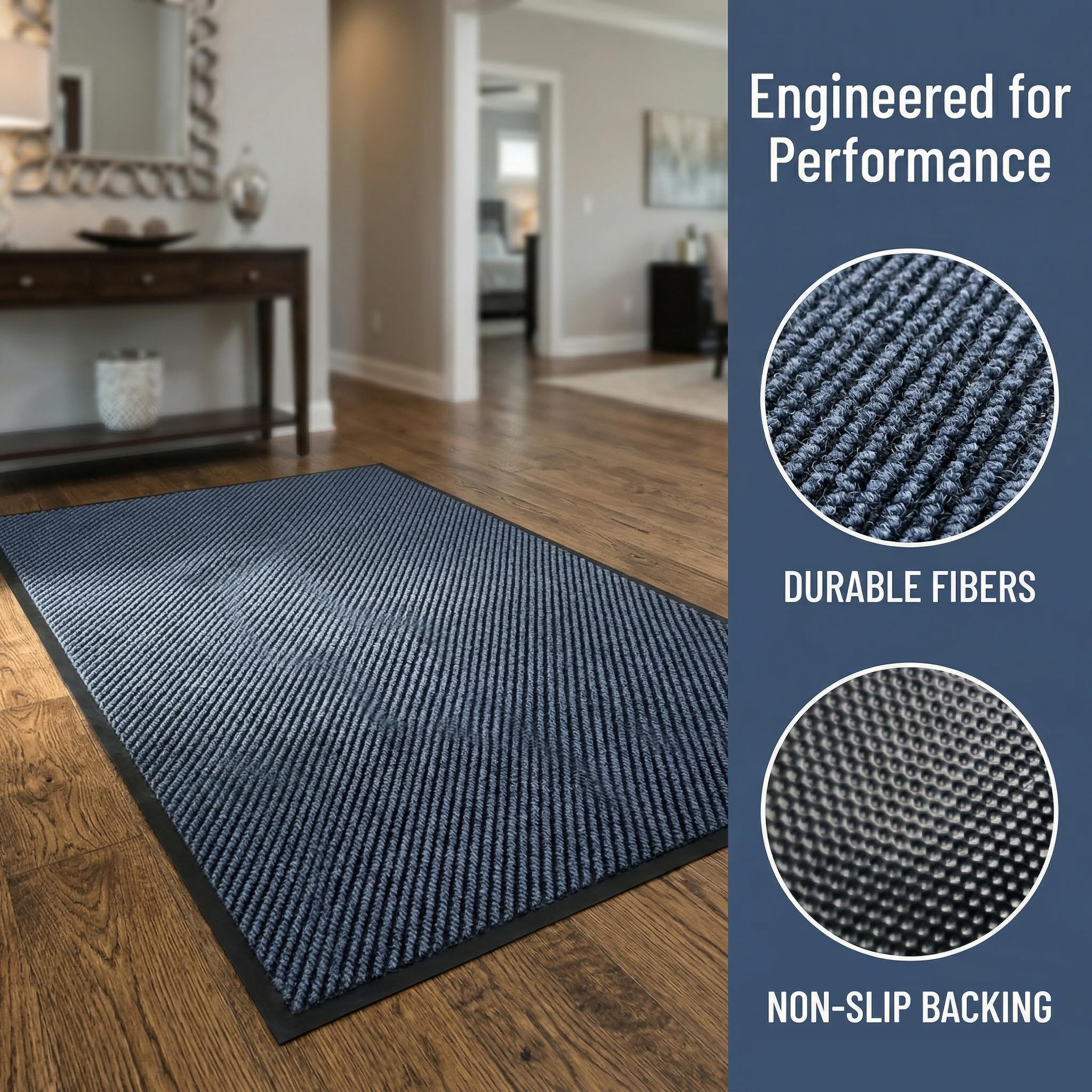 Heavy Duty Doormat for High Traffic Entryways Rug All Weather Door Floor Mat with Ultra Grip PVC Backing Non Slip Welcome Mat for Patio,Entry,Indoor Outdoor (Cold Gray, 24x72inch) — Amazon image 3