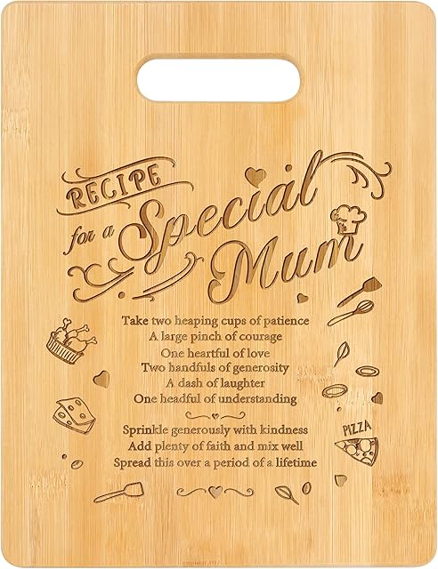 Mum Birthday Gifts from Daughter Son, Mothers Day Gifts for Mum Unique Handmade Wooden Chopping Board, Personalised Presents for Mum Mummy on Her Birthday Mother's Day Valentine's