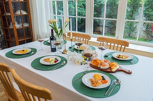 Miniatura 9 de Zupro Juego de 6 manteles individuales redondos de algodón trenzado, resistentes al calor, antideslizantes, lavables, para cuatro estaciones, cenas,