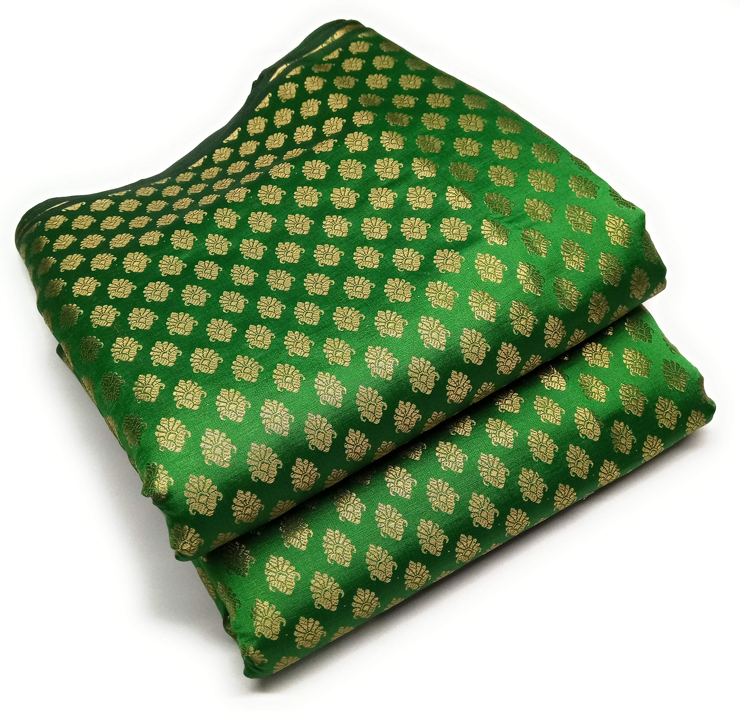 Women/girls unisex ethnic unstitched brocade silk with golden jacquard work solid fabric/cloth/dress material for suit, sherwani, lehnga, blouse, saree, god dress etc.-image-42