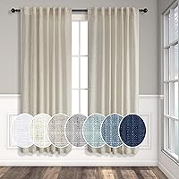 Vista 61 de Cortinas de lino natural semitraslúcidas Pitalk de 36 pulgadas de ancho para sala de estar, juego de 2 paneles con pestaña trasera, cortinas