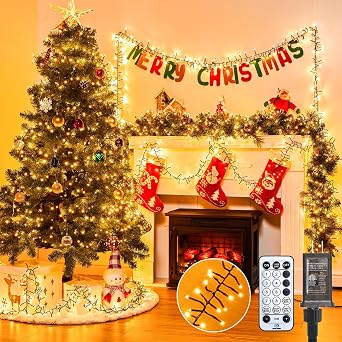 Minetom 50 Ft 1000 LED Cluster Lights Christmas Tree Lights Outdoor Christmas Firecrackers String Light, 12 Modes Timer Remote Waterproof Plug in Twinkle Fairy Light for Xmas Tree Garland Party