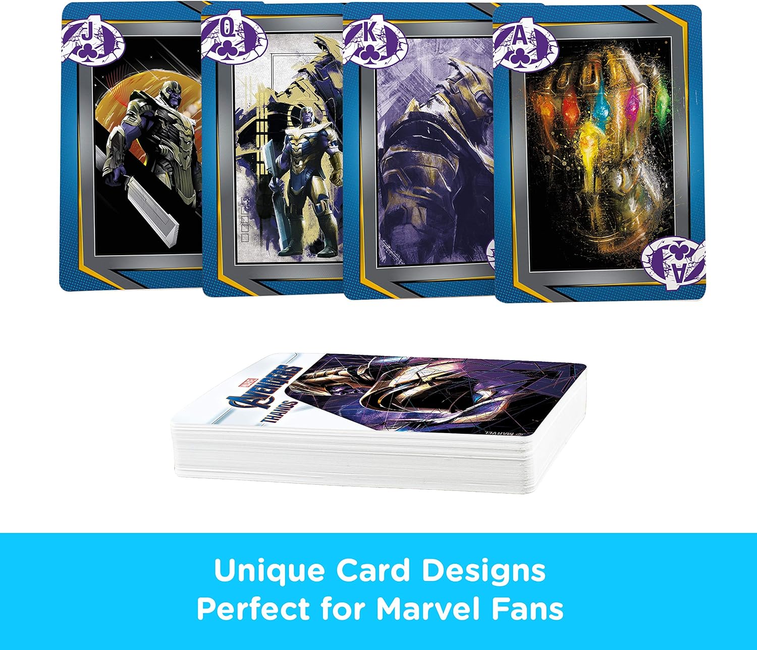 AQUARIUS Marvel Avengers Playing Cards - Thanos Themed Deck of Cards for Your Favorite Card Games - Officially Licensed Marvel Merchandise & Collectibles - Poker Size with Linen Finish