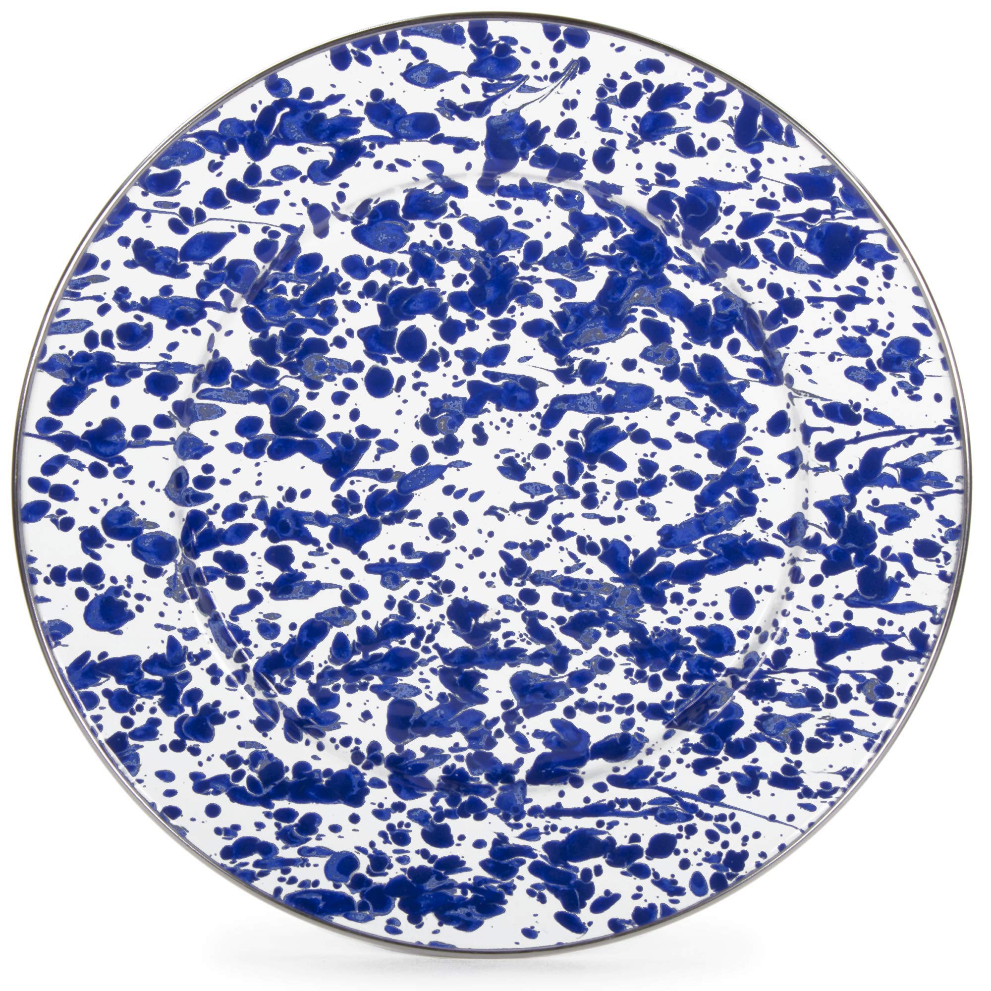 Golden Rabbit Enamelware - Colbalt Blue Swirl Pattern - 10.5 Inch Dinner Plate
