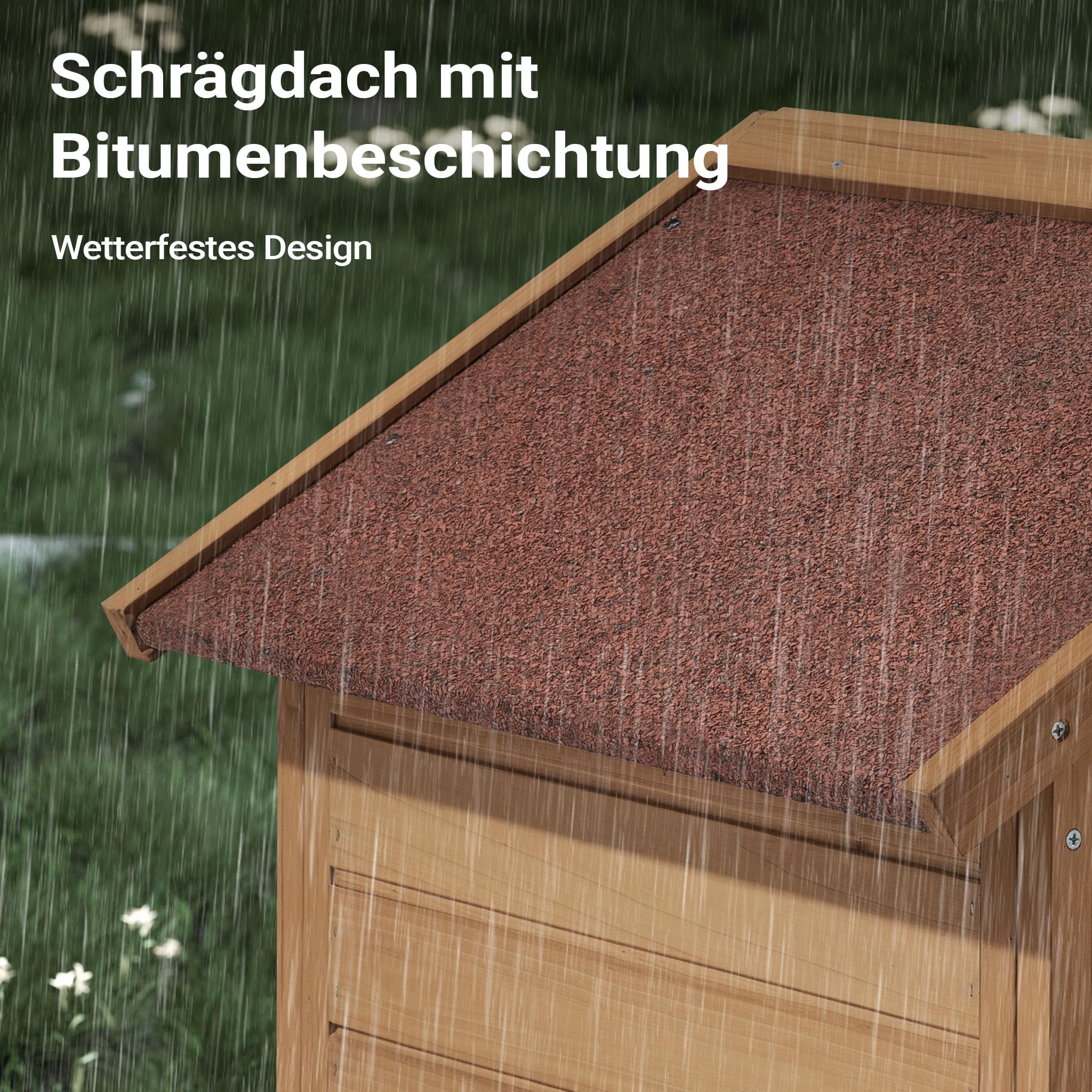 Wiltec Kleines Katzenhaus 68 x 53 x 47 cm aus Holz, Katzenhütte für Garten oder Terasse, Wurfkiste isoliert wetterfest, Katzenhöhle