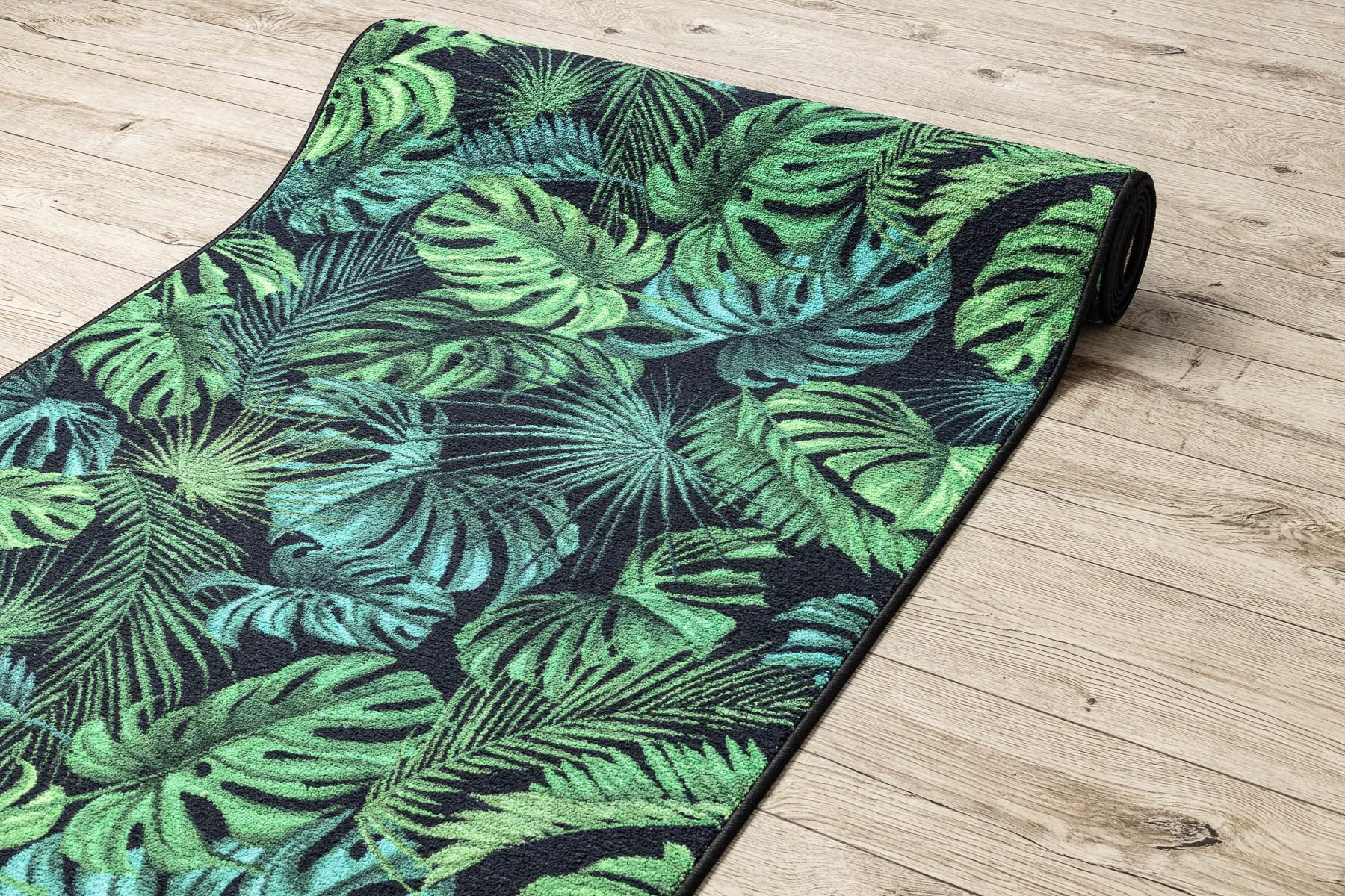 rugsx Läufer Antirutsch Monstera Laub, Gummi grün 67x190 cm