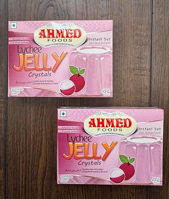 Ahmed Foods Lychee Jelly Crystals, Instant Set Jello 70g 2 Packs - Certified Halal