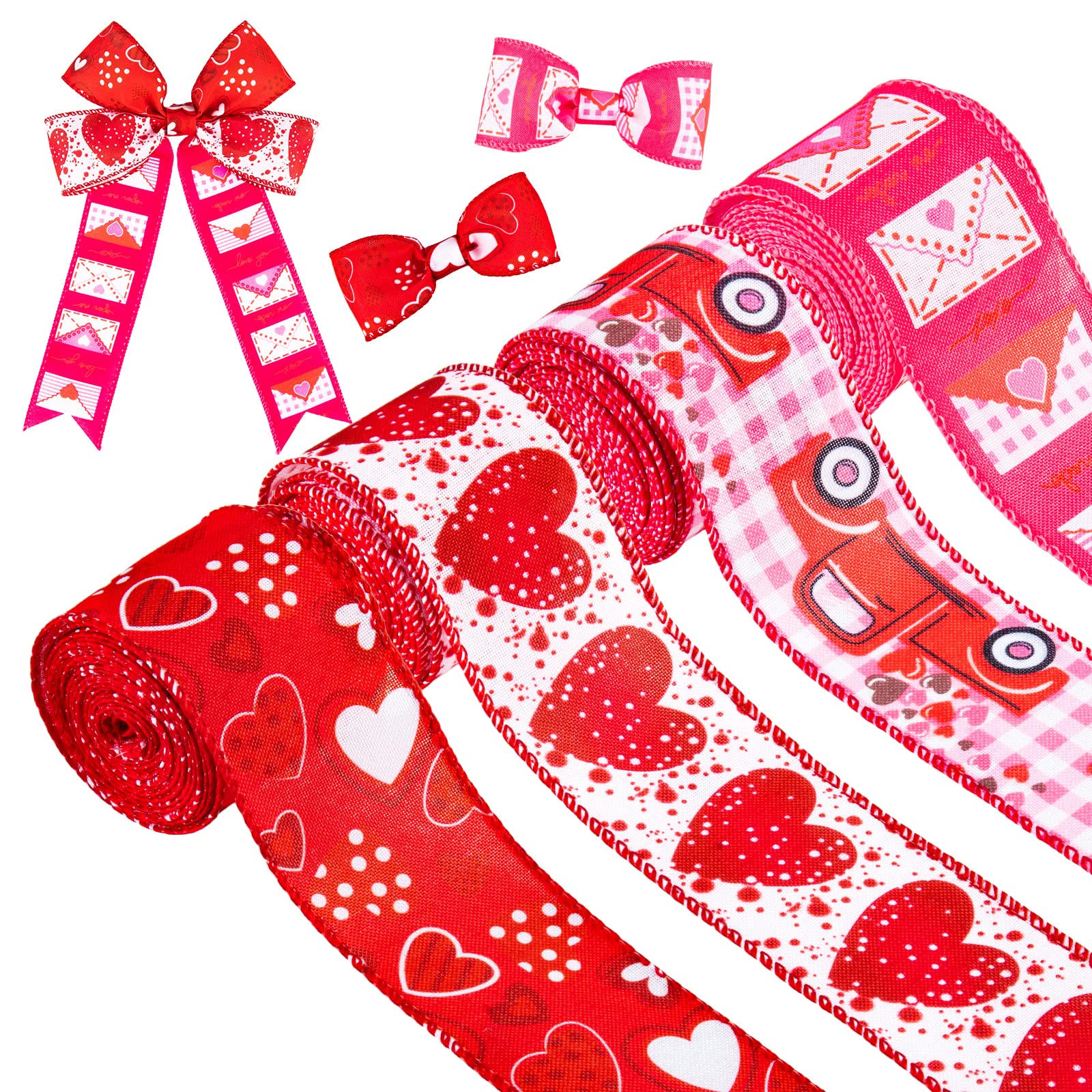 Ruban à bord filaire mariage et Saint-Valentin, rouleaux pour nœuds floraux et couronne festive