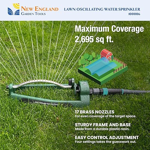 Miniatura 3 de Rociador de agua oscilante para césped 100006 Patrón ajustable para cubrir 2,695 pies cuadrados por New England Garden Tools