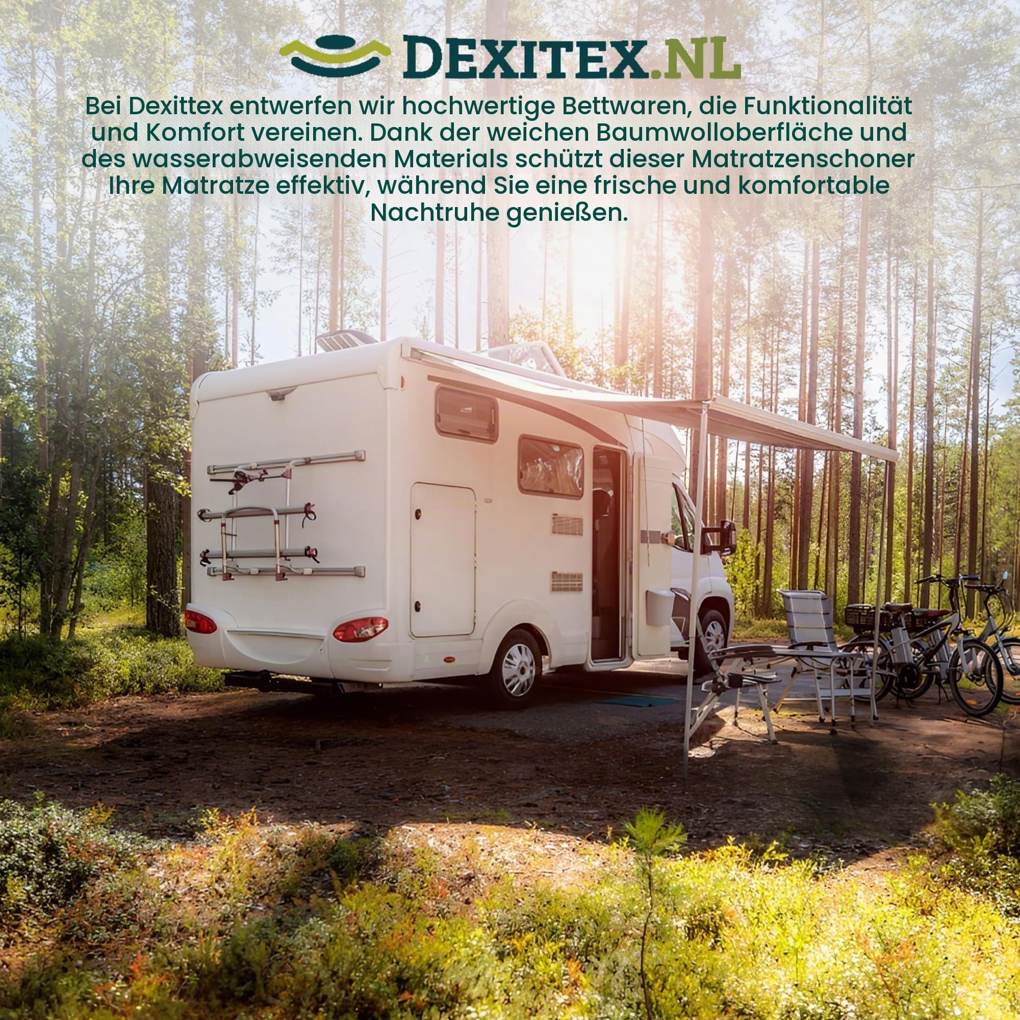 Molton Matratzenschoner mit Wasserschutz für Queensbett (150-160cm x 190-210cm) für Wohnmobil oder Wohnwagen - Queensbett Matratze -Oeko-TEX - Baumwolle, Weiß