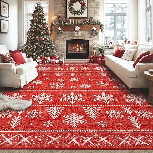 Miniatura 45 de Alfombra de Área 5x7 Alfombras Vintage: Alfombra Medallón Lavable para Interiores de Pelo Bajo Desgastada Alfombra de Piso Alfombras de Acento Retro