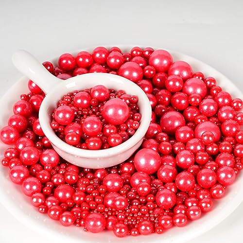 Miniatura 4 de Kasvan Red Pearl - Gránulos de azúcar comestibles de 4.59 oz4.58 onzas, tamaño mezclado, decoraciones de pasteles para hornear, coberturas de helado