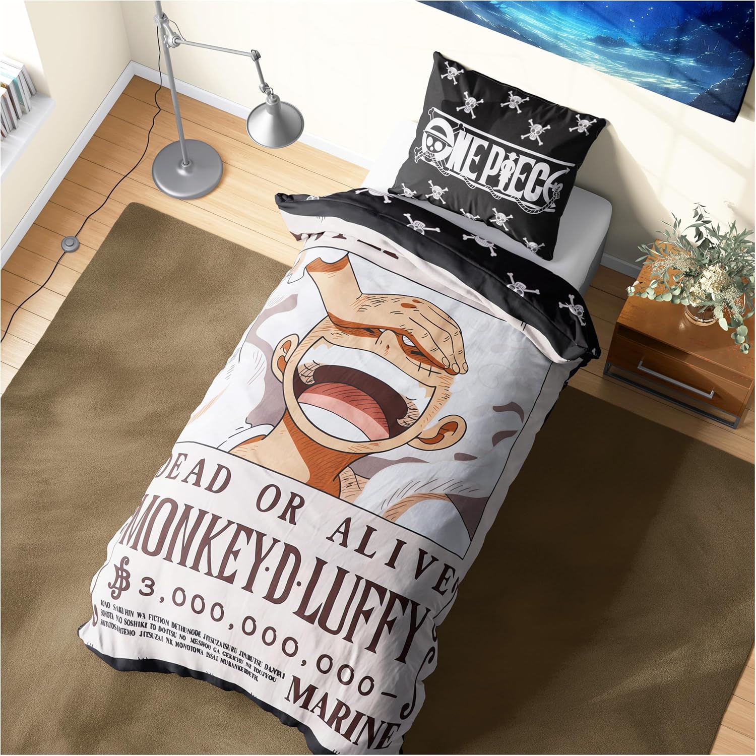 Get Trend One Piece Single Duvet Cover Set with Pillowcase for Boys, Girls, 53"x79", Soft Kids Bedding, Anime Gifts for Kids (Multi One Piece)