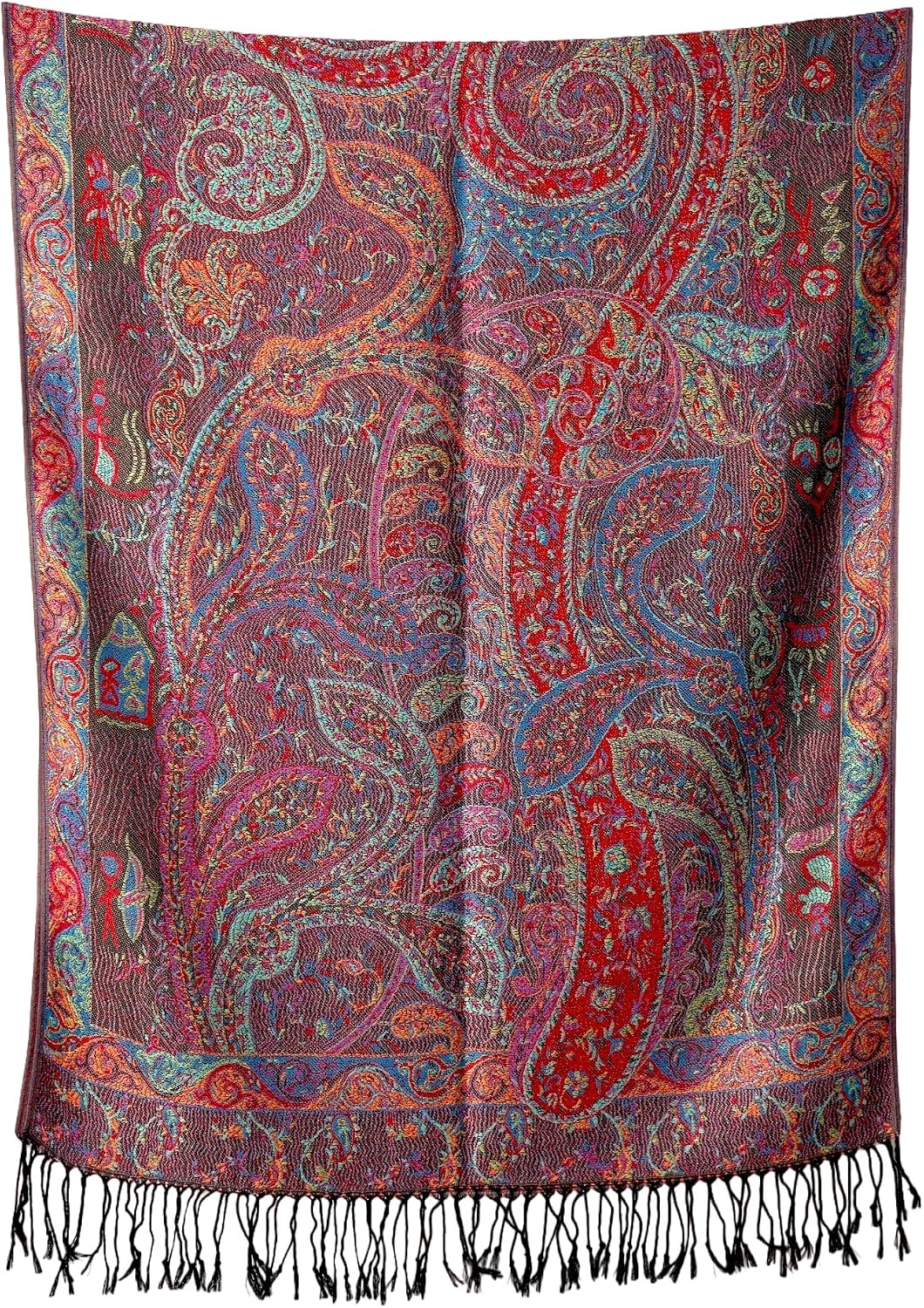 Achillea Big Paisley Pashmina Shawl Wrap for Women – Elegant Scarf for Weddings, Evening Dresses, Festivals & Daily Wear image 3