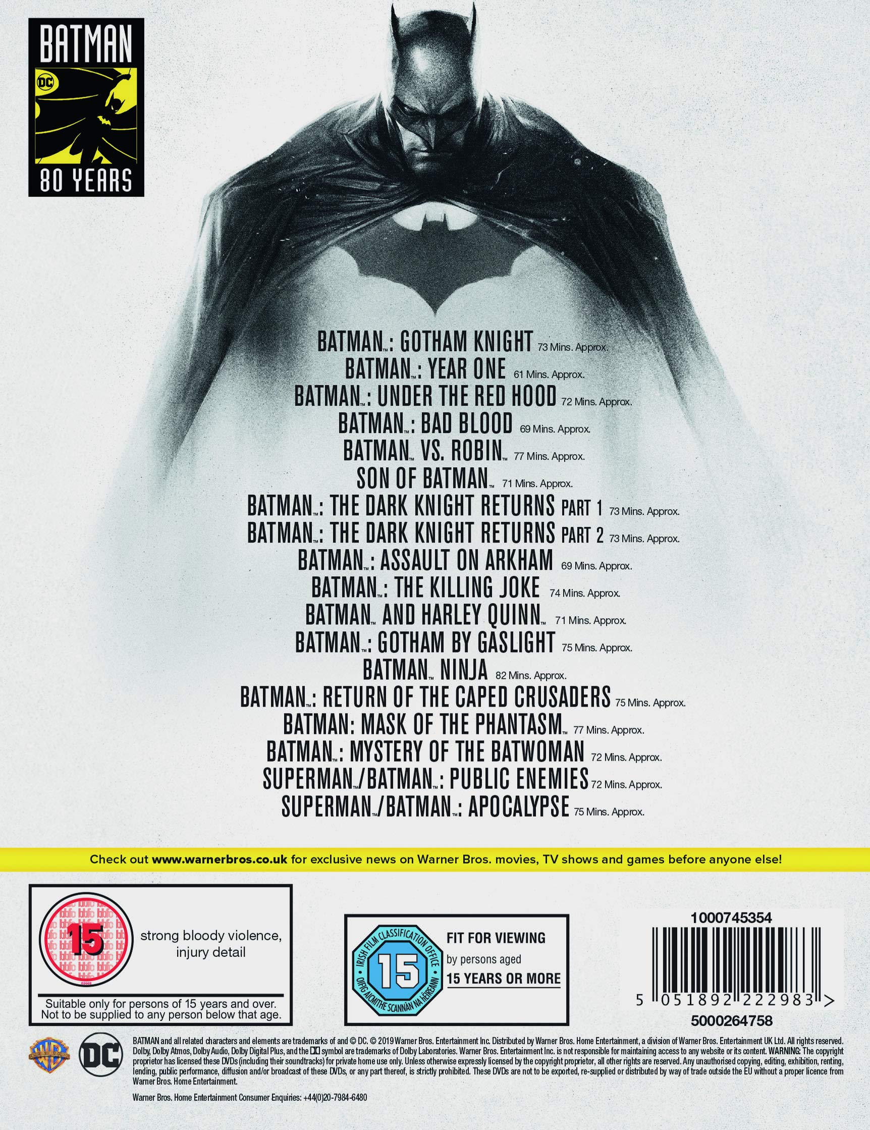 Batman 80th Anniversay Collection (18 Dvd) [Edizione: Regno Unito]