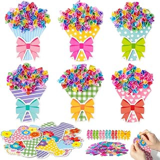 3sscha 12 Packs Flower Bouquet Poking Craft Kit - Creative Foam DIY Poke Fabric Art for Kids Teacher Appreciation Mother's Day Gift Party Favor Decoration School Classroom Rewards Activity Supplies