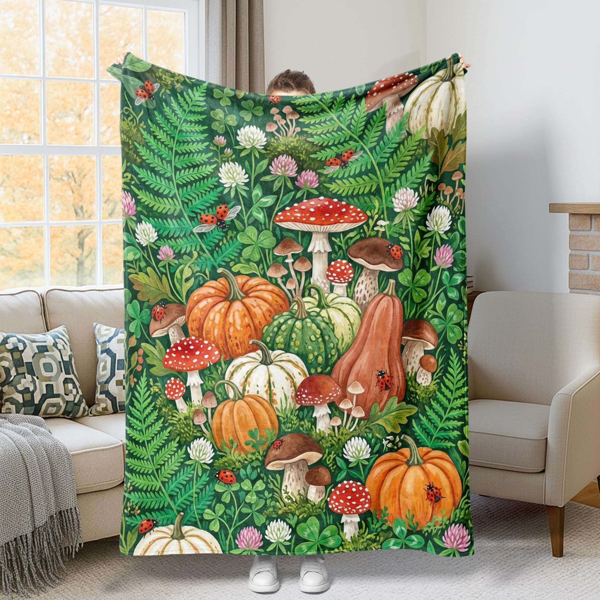 Couverture pelucheuse confortable et légère vert automne 152cm